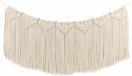 boho chic macrame wall hanging valance with garland banner, woven tapestry for living room, dorm, nursery, or party backdrop, 15" w x 35" l, 7 flawless flags logo