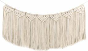 img 4 attached to Boho Chic Macrame Wall Hanging Valance With Garland Banner, Woven Tapestry For Living Room, Dorm, Nursery, Or Party Backdrop, 15" W X 35" L, 7 Flawless Flags