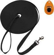 🐶 hi-kiss 20ft extra long black dog training leash - ideal for large, medium and small dogs - long line lead for training, play, camping, backyard - 20ft logo