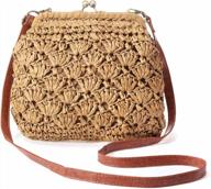 vintage kiss lock bag, joseko women straw crossbody bag casual shoulder handbag evening clutch purse summer beach party logo