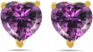 maulijewels earrings women 0.9 carat 5mm heart shape amethyst earrings carat 14k yellow gold 4 prong logo