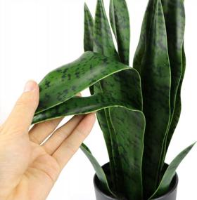 img 1 attached to Artificial Plants Sansevieria Snake Mini Plant With Black Plastic Planter Greenery Perfect Faux Agave Fake Plants In Pot For Home Office Indoor And Outdoo Décor (16" Green/ 12 Leaves)