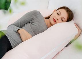 img 3 attached to Pink C-Shaped Maternity Body Pillow With Velvet Cover - INSEN Full Body Pregnancy Pillow For Sleeping
