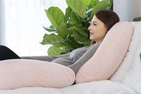 img 2 attached to Pink C-Shaped Maternity Body Pillow With Velvet Cover - INSEN Full Body Pregnancy Pillow For Sleeping