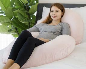 img 1 attached to Pink C-Shaped Maternity Body Pillow With Velvet Cover - INSEN Full Body Pregnancy Pillow For Sleeping