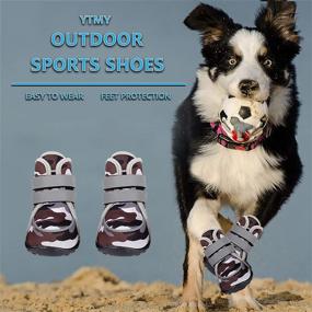 img 1 attached to 🐾 Waterproof and Non-Slip Dog Shoes with Reflective Strips - YTMY Running Dog Boots for Small, Medium, and Large Dogs. Ideal Paw Protectors for Summer Hot Ground and Winter Snowfield. Includes 4Pcs.