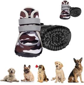 img 4 attached to 🐾 Waterproof and Non-Slip Dog Shoes with Reflective Strips - YTMY Running Dog Boots for Small, Medium, and Large Dogs. Ideal Paw Protectors for Summer Hot Ground and Winter Snowfield. Includes 4Pcs.