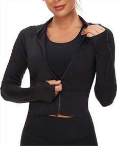 img 3 attached to Women'S Zip-Up Hooded Running Jacket For Active Workouts And Tracks - Annjoli