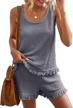 stay stylish and comfortable this summer with eurivicy women's waffle knit tank top and shorts set - perfect for casual days! logo