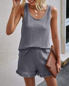 img 2 attached to Stay Stylish And Comfortable This Summer With Eurivicy Women'S Waffle Knit Tank Top And Shorts Set - Perfect For Casual Days!