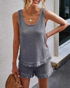 img 3 attached to Stay Stylish And Comfortable This Summer With Eurivicy Women'S Waffle Knit Tank Top And Shorts Set - Perfect For Casual Days!