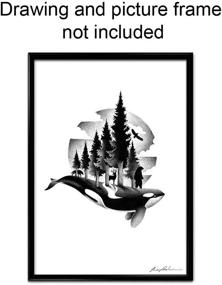 img 1 attached to 🐺 Northwest Mountain Wildlife Vinyl Decal: Bear, Wolf, Deer, and Orca Whale with Trees - Unique Window Sticker featuring Moon and Clouds Sign Art Print Design