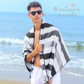 img 3 attached to Quick Dry Beach Towel - Exclusivo Mezcla Striped Black, Large Sand-Free Towel For Travel, Camping, And Sports - Super Absorbent, Compact, And Lightweight: 30"X60