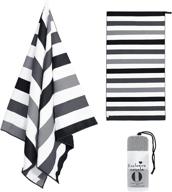quick dry beach towel - exclusivo mezcla striped black, large sand-free towel for travel, camping, and sports - super absorbent, compact, and lightweight: 30"x60 logo