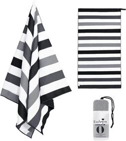 img 4 attached to Quick Dry Beach Towel - Exclusivo Mezcla Striped Black, Large Sand-Free Towel For Travel, Camping, And Sports - Super Absorbent, Compact, And Lightweight: 30"X60