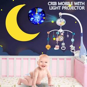 img 3 attached to 🌙 Baby Crib Mobile: Melodious Music, Soft Light, Remote Control, Timer, Moon Projection - Blue, Upgraded Version, Batteries Included