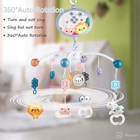 img 1 attached to 🌙 Baby Crib Mobile: Melodious Music, Soft Light, Remote Control, Timer, Moon Projection - Blue, Upgraded Version, Batteries Included