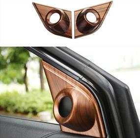 img 1 attached to Peach Wood Grain Interior A-Pillar Speaker Cover Rings For Honda CR-V 2017-2022 | Front Door Horn Loudspeaker Decorations | Circle Inner Trims | Interior Accessories | Set Of 2 By Flash2Ning-CRV