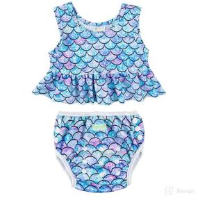 img 4 attached to 👶 WeGreeco Toddler Baby Girls Summer Swimsuit Sleeveless - Mermaid Theme, Infant Baby Girl Bathing Suit, Swimwear Two-Piece Set for Beach Bikini - Size: Medium