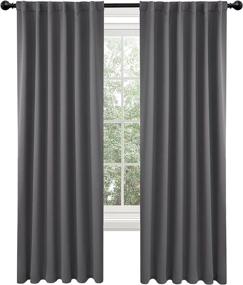 img 3 attached to 🌑 Deconovo Dark Grey Blackout Curtains - (52x84 Inch, Set of 2), Thermal Insulated Rod Pocket and Back Tab Curtains for Bedroom