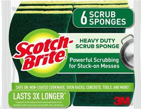 img 4 attached to Powerful Scotch-Brite Heavy Duty Scrub Sponges - Tackle Tough Stuck-on Grime with 6 Durable Sponges