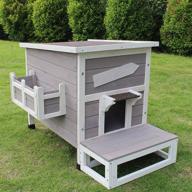 🏠 rainproof outdoor cat shelter: weatherproof outside kitty house with escape door логотип