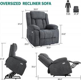 img 3 attached to Power Lift Recliner Chair For Elderly With Heat And Massage, Ergonomic Fabric Sofa With 2 Side Pockets & Remote Control By YITAHOME - Gray Living Room Furniture