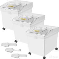 📦 vevor 10.5 gallon ingredient bin on wheels - pp material flour storage bin with sliding lid and scoop - white shelf commercial storage bins set of 3 логотип