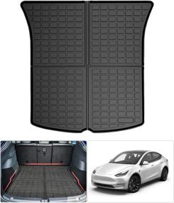 img 4 attached to 🚗 2020-2022 Tesla Model Y All Weather Rear Cargo Liner: 3D Waterproof & Durable Trunk Tray Mat Protector - Black TPO Material, Custom Fit Accessories