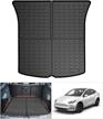 🚗 2020-2022 tesla model y all weather rear cargo liner: 3d waterproof & durable trunk tray mat protector - black tpo material, custom fit accessories logo