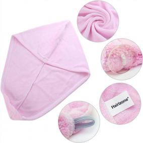 img 1 attached to Быстросохнущий тюрбан для волос для девочек - Hairizone Супервпитывающее полотенце из микрофибры розового цвета