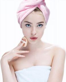 img 4 attached to Быстросохнущий тюрбан для волос для девочек - Hairizone Супервпитывающее полотенце из микрофибры розового цвета