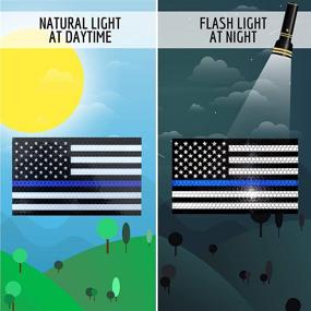 img 3 attached to 👮 Reflective Thin Blue Line Decal - 5x3 Inches - American Flag Blue Line Sticker - Police Stickers - Blue Lives Matter - Back The Blue Car Decal - Law Enforcement Flag Bumper Window Sticker