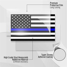 img 1 attached to 👮 Reflective Thin Blue Line Decal - 5x3 Inches - American Flag Blue Line Sticker - Police Stickers - Blue Lives Matter - Back The Blue Car Decal - Law Enforcement Flag Bumper Window Sticker