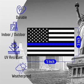 img 2 attached to 👮 Reflective Thin Blue Line Decal - 5x3 Inches - American Flag Blue Line Sticker - Police Stickers - Blue Lives Matter - Back The Blue Car Decal - Law Enforcement Flag Bumper Window Sticker