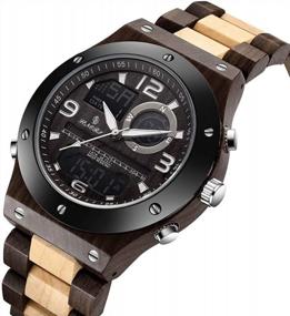 img 3 attached to Stay Stylish And On Time With GORBEN Wood Watches - Dual Display Digital And Analog Quartz With Luminous Feature For Men