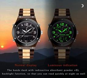 img 2 attached to Stay Stylish And On Time With GORBEN Wood Watches - Dual Display Digital And Analog Quartz With Luminous Feature For Men