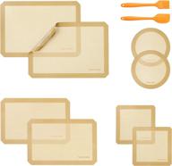 набор из 10 силиконовых ковриков и инструментов для выпечки smartake для выпечки тортов, печенья, макарон, хлеба и кондитерских изделий с антипригарным покрытием, пищевого качества, желтого цвета логотип