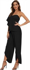 img 3 attached to Party-Ready 5-Piece Women'S Outfit: Ruffle One-Shoulder Top, Side-Slit Elastic Wide-Leg Pants Set With Bias Design, Ideal For Casual Occasions And Clubwear From BELONGSCI