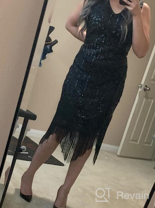 img 1 attached to Great Gatsby Style Women'S Sequin-Beaded Dress With V-Neckline, Long Fringe, And 'Roaring Twenties' Flair - Perfect For 1920S-Themed Parties And Flapper Fashion Enthusiasts review by Sabrina Moore