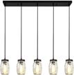 lmsod 5 lights kitchen island linear pendant lighting glass mason jar hanging lamp logo