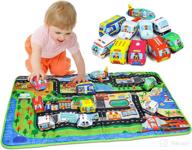 soft toy car set: 10 cars with play mat for educational fun! washable, non-toxic baby toy set for infants, toddlers, and kids logo