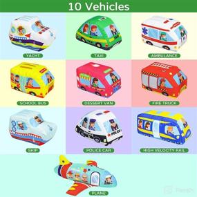 img 2 attached to Soft Toy Car Set: 10 Cars with Play Mat for Educational Fun! Washable, Non-Toxic Baby Toy Set for Infants, Toddlers, and Kids