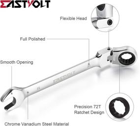 img 3 attached to 🔧 EASTVOLT 12-Piece Metric Flex-Head Ratcheting Wrench Set, 8mm-19mm, Combination Ended Spanner Kits, Chrome Vanadium Steel Combination Wrench Set with Toolbox, EVHT1201