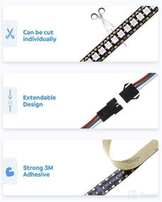 img 2 attached to 🌈 Aclorol WS2812B 144 Pixels Individually Addressable RGB LED Strip 5V, 3.3ft Programmable WS2812B WS2812 1M 144 LEDs Dream Color Strip Lighting N" - "Aclorol WS2812B 144 Pixels Individually Addressable RGB LED Strip 5V, 3.3ft Programmable WS2812B WS2812 1M 144 LEDs Dream Color Strip Lighting N