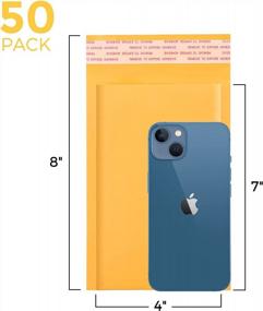 img 3 attached to Pack Of 50 Luxury Kraft Bubble Mailers 4X8 Inches With Strong Adhesion And Self Seal, Waterproof Cushioned Envelopes For Small Business Shipping, Bulk #000 Yellow Bubble Packaging