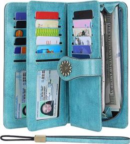img 2 attached to Genuine Leather RFID-Blocking Wallet For Women: Spacious With Wristlet And Card Holders By Lavemi