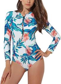img 4 attached to FEOYA Sleeve Monokini Athletic Swimsuits Women's Clothing in Swimsuits & Cover Ups