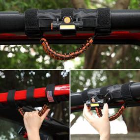 img 3 attached to Cartaoo Jeep Wrangler Roll Bar Grab Handles With Dome Light And Paracord Grips - Fits 1945-2021 CJ YJ TJ JK JL & Gladiator JT Models (Orange, 2 Pack) - Upgrade Your Off-Road Accessories