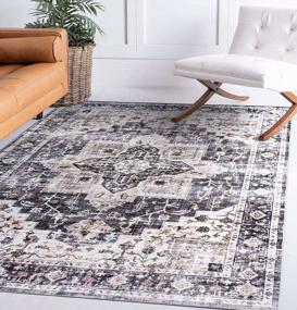 img 4 attached to Rugshop Bohemian Distressed Machine Washable Stain Resistant Non-Shed Eco Friendly Non Slip Area Rug 7' 10" X 10' Gray, Grey, 7'10" X 10'